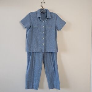 City Blues by Koret Women's Petite Chambray Pant Suit Set - Size P/S. Vintage